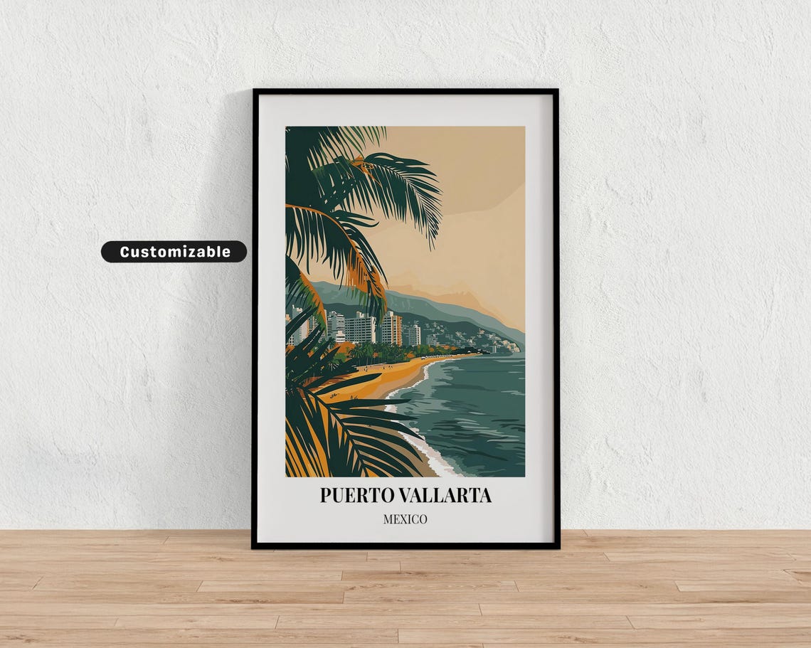 Puerto Vallarta Mexico Travel Poster Custom Wall Art
