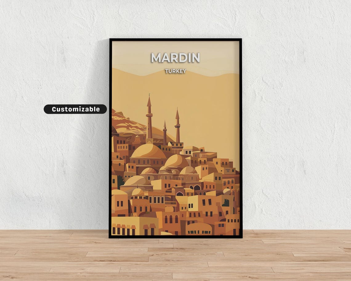 Mardin Turkey Honey Stone Old Town Domes Minarets Travel Poster