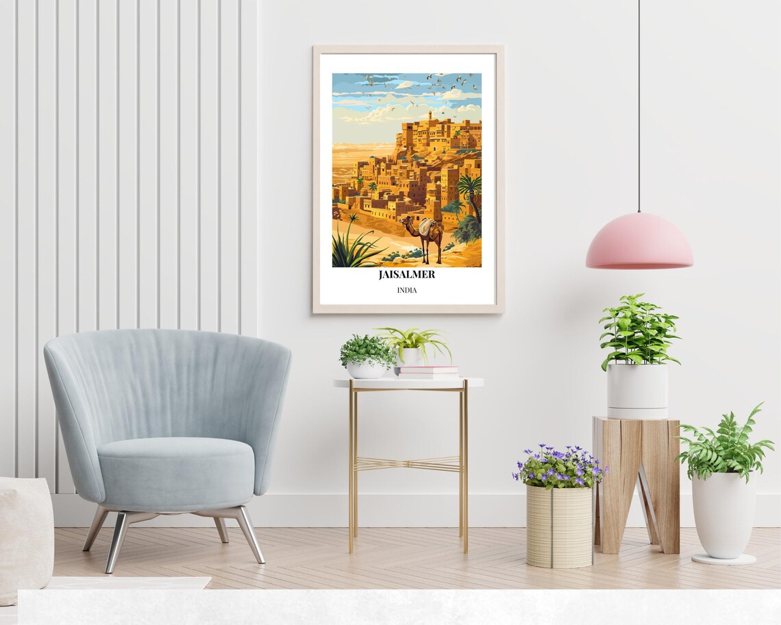 Jaisalmer India Golden Fort Camel Desert City Rajasthan Travel Poster - Image 2