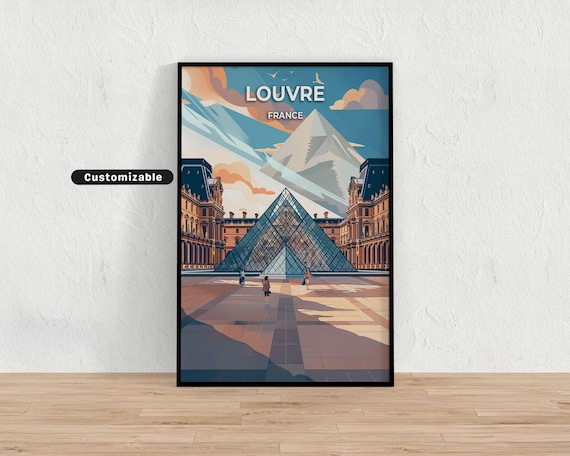 Louvre France Travel Poster Custom Wall Art