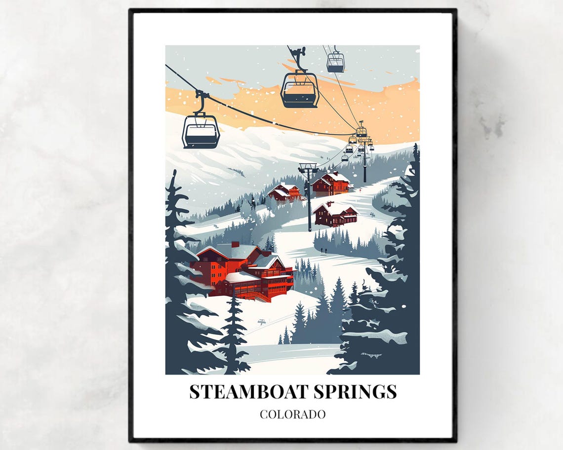 Steamboat Springs Travel Print Steamboat Springs Ski Poster Colorado Ski Poster Steamboat Springs Ski Resort Print