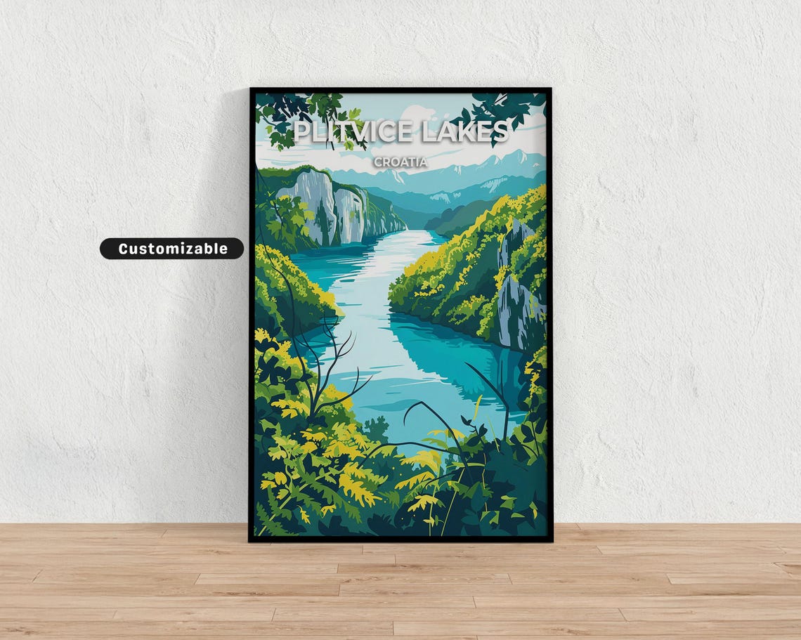 Plitvice Lakes Croatia Turquoise Canyon River Nature Travel Poster