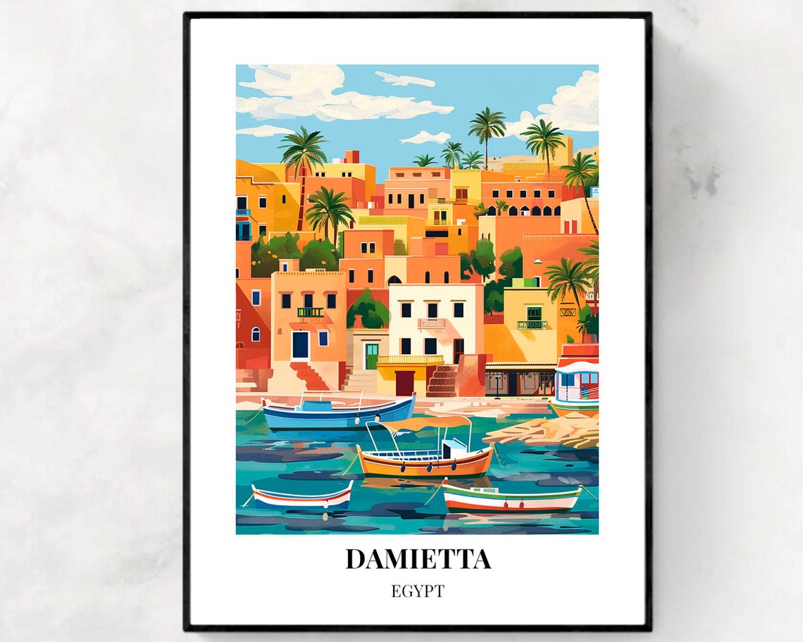 Damietta Port Travel Print Wall Art Damietta Egypt City Print Damietta Port Travel Gift Damietta Port Poster