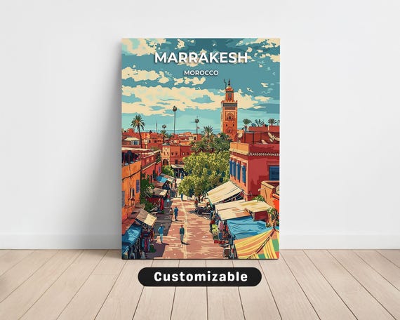 Marrakesh Morocco Travel Canvas Poster Custom Wall Art
