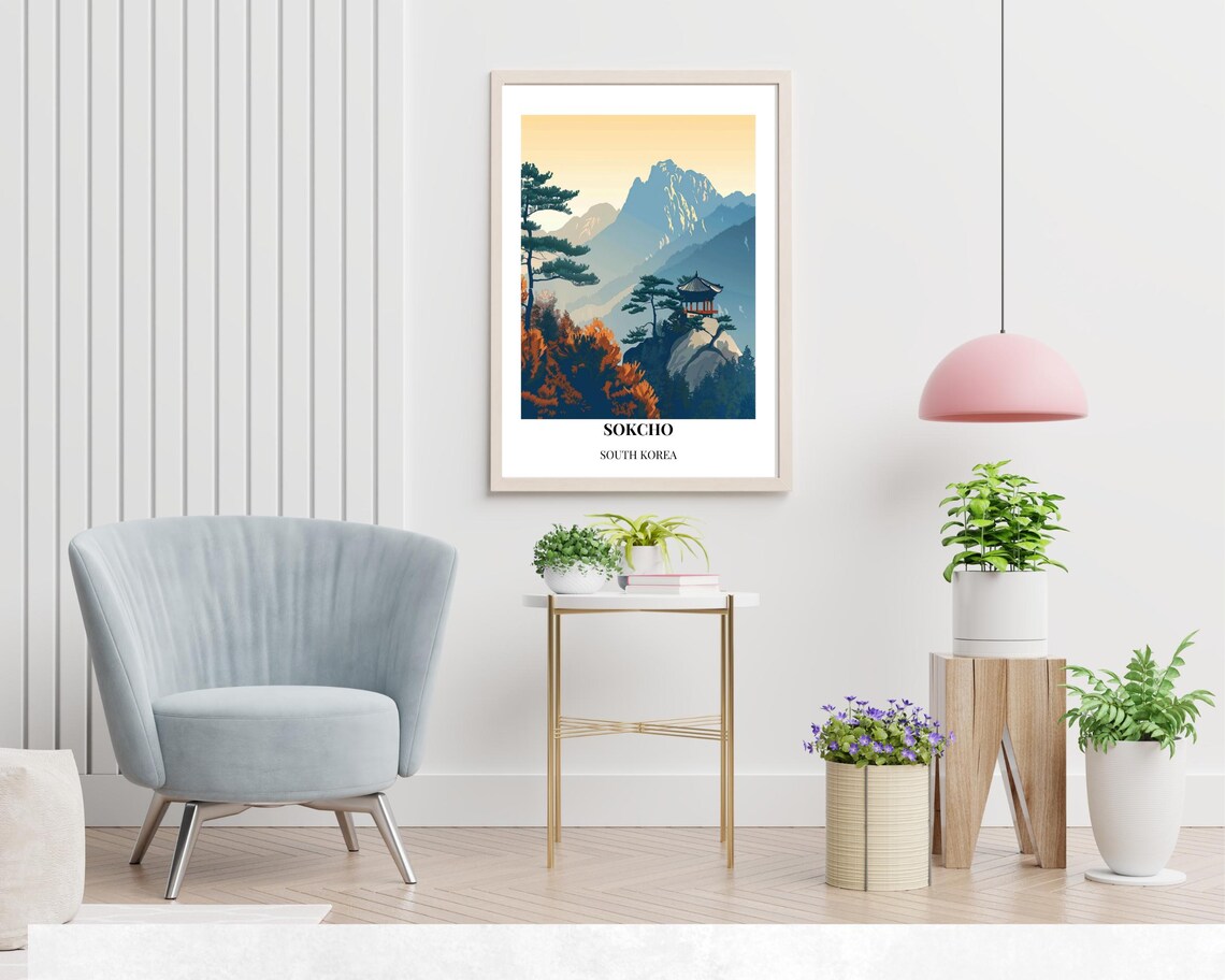Sokcho South Korea Mountain Temple Pagoda Autumn Travel Poster - Image 2