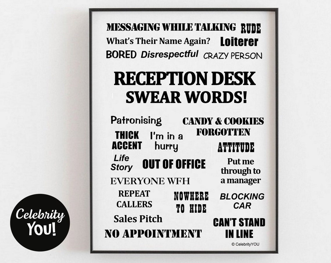 Reception Desk Swear Words Funny Front Desk Pet Peeves Poster