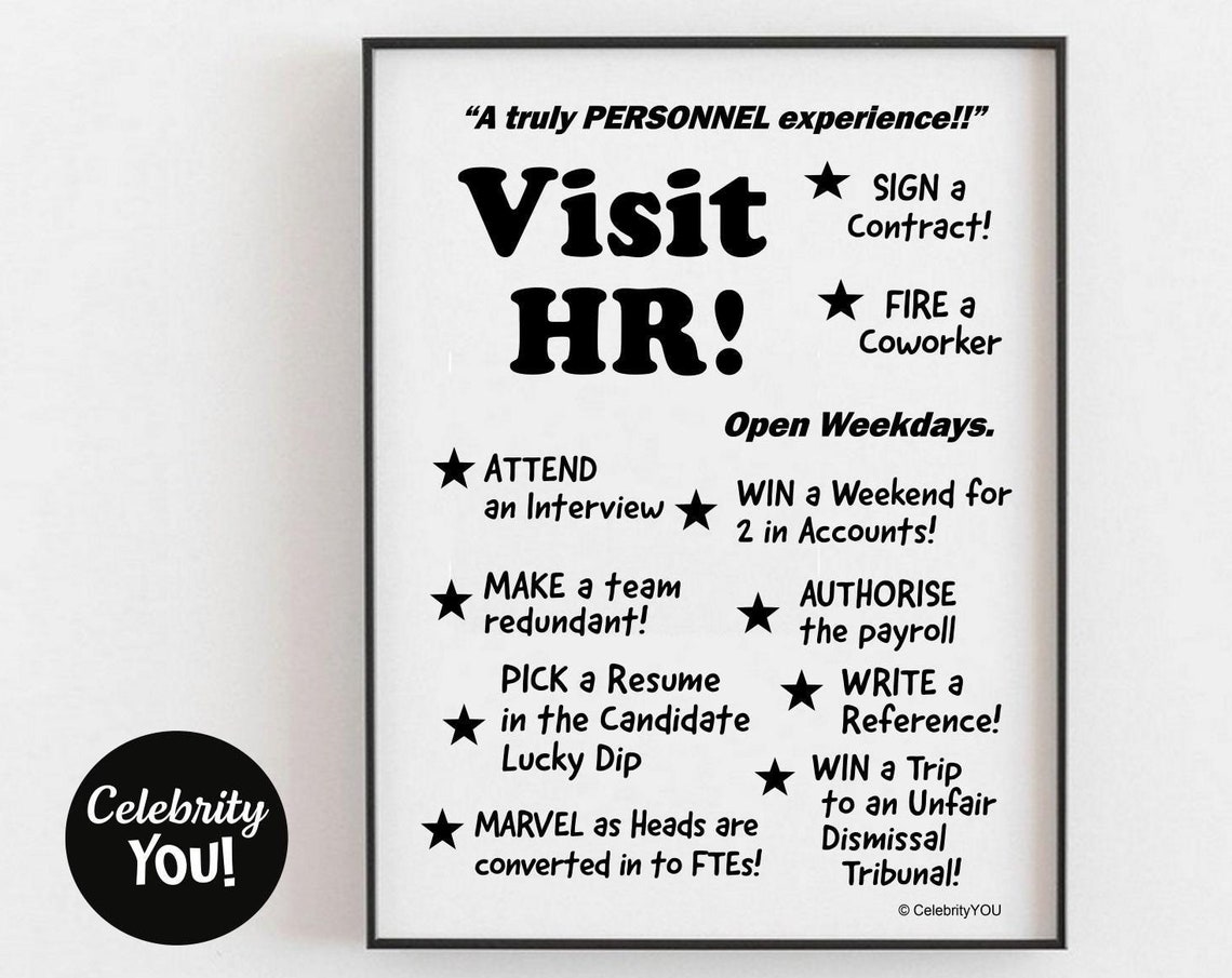 Visit HR Funny Human Resources Office Joke Desk Sign Wall Art