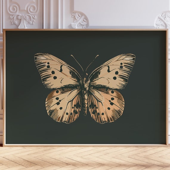 Butterfly Vintage Poster Retro Butterfly Print Dark Moody Insect Butterfly Wall Art Decor Vintage Poster Art Antique Moth Painting
