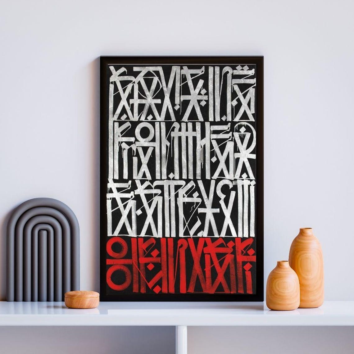 Black White And Red Graffiti Calligraphy Urban Typography Poster - Image 2