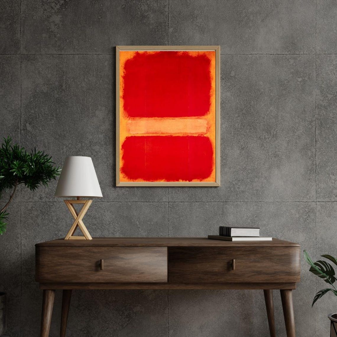 Vibrant Red And Orange Abstract Color Field Minimalist Art Poster - Image 3