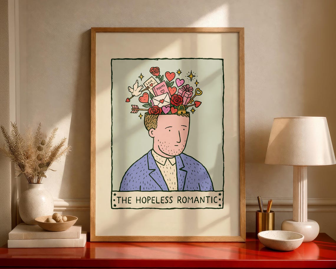 The Hopeless Romantic Tarot Style Vintage Illustration Poster