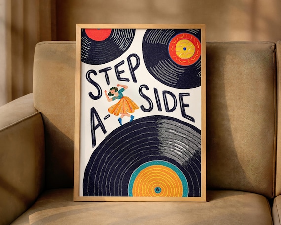 Step A Side Dancing Woman Vinyl Record Retro Music Quote Poster