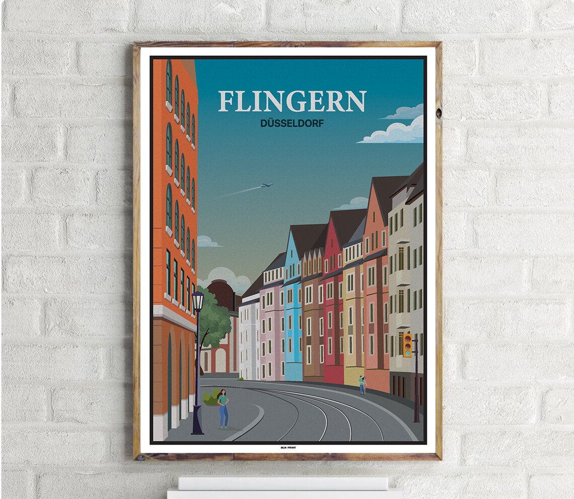 Düsseldorf Flingern Vintage Travel Poster
