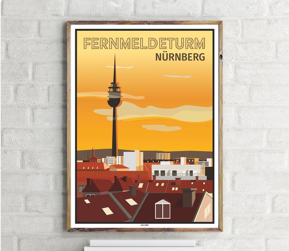 Fernmeldeturm Nrnberg Vintage Travel Poster