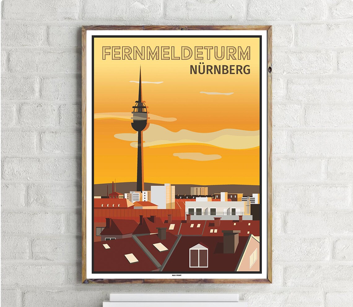 Fernmeldeturm Nrnberg Vintage Travel Poster
