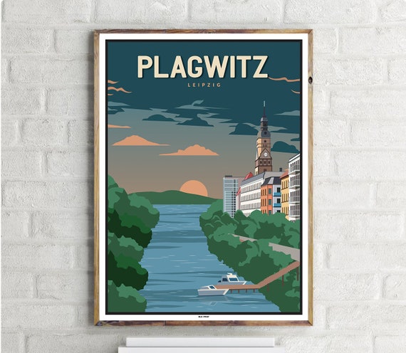 Leipzig Plagwitz Vintage Travel Poster