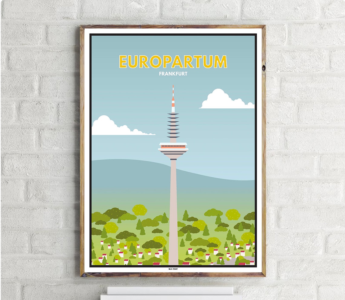 Europaturm Frankfurt Vintage Travel Poster