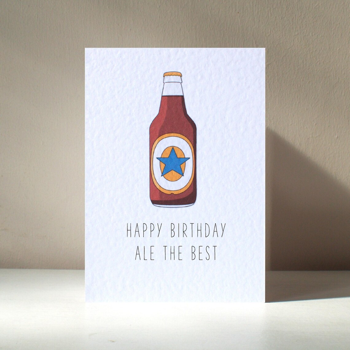 Beer Bottle Illustration Happy Birthday Ale The Best Pun Card Poster