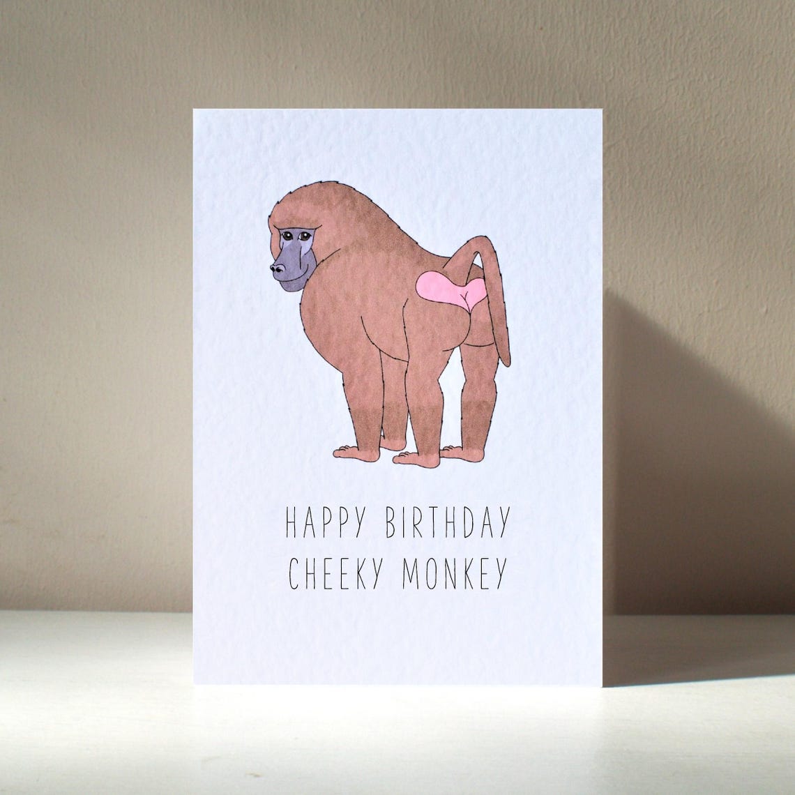 Cheeky Baboon Illustration Happy Birthday Cheeky Monkey Card Poster