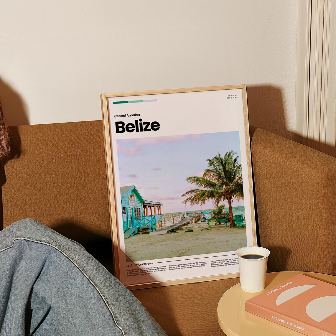 Belize Beach Stilt House Palm Pier Sunset Caribbean Travel Poster - Image 4