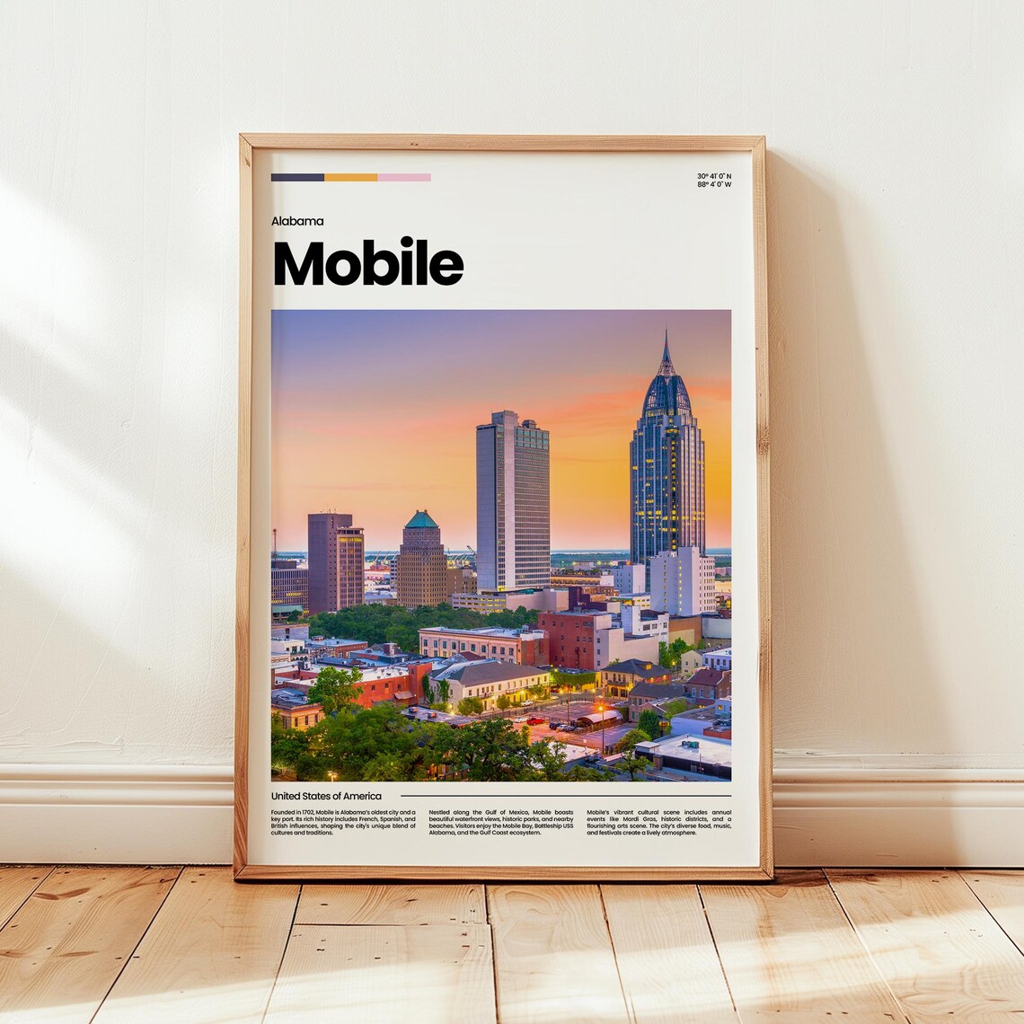 Mobile Poster Print Photo Wall Artalabama Posteralabama Travel Gift