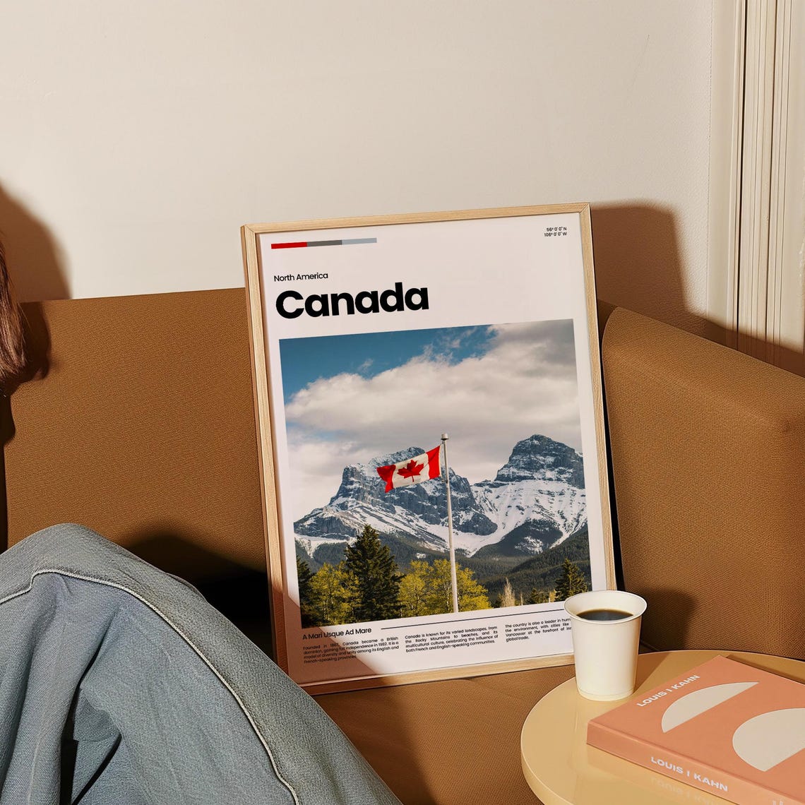 Canada Maple Leaf Flag Snowy Rocky Mountains Patriotic Scene Poster - Image 4