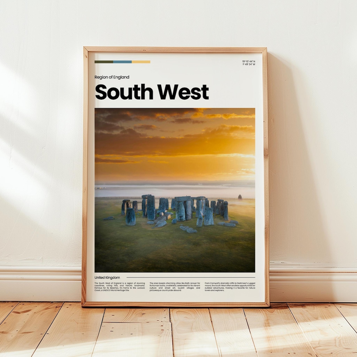 South West England Stonehenge Sunset Golden Hour Travel Poster Art