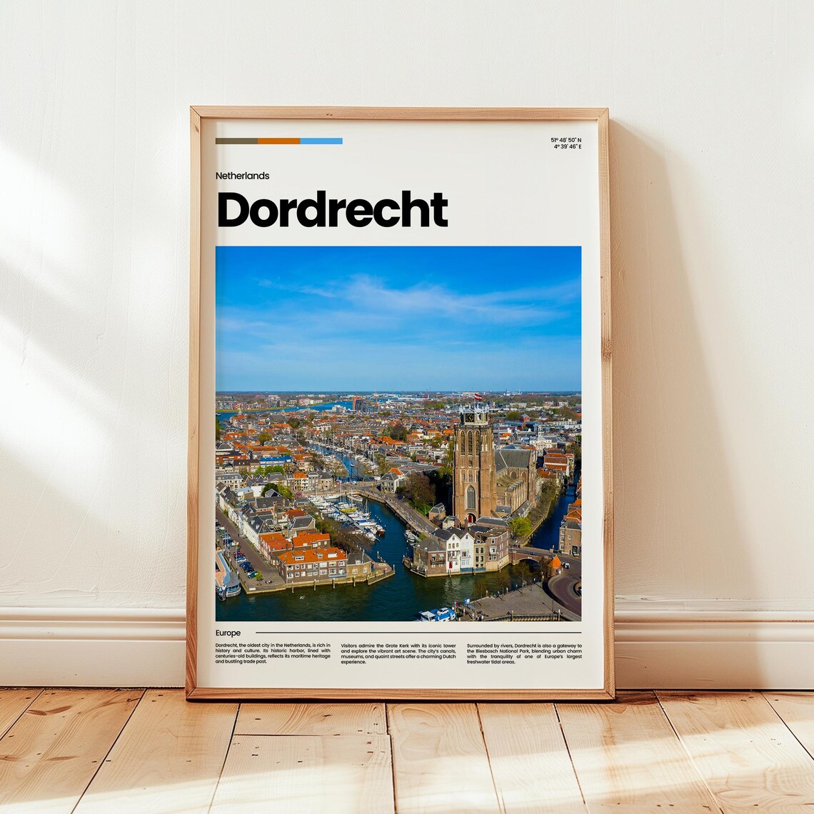 Dordrecht Netherlands Harbor Aerial Oldest City Europe Travel Poster