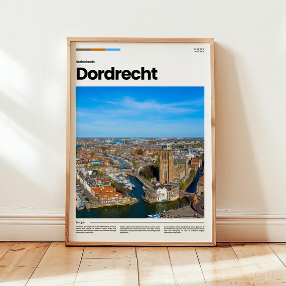 Dordrecht Netherlands Harbor Aerial Oldest City Europe Travel Poster