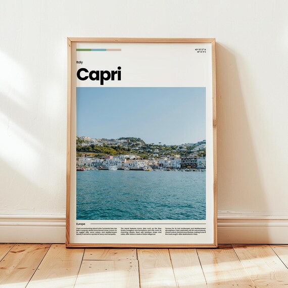Capri Italy Island Marina Harbor Coastal Seaside Town Photo Poster
