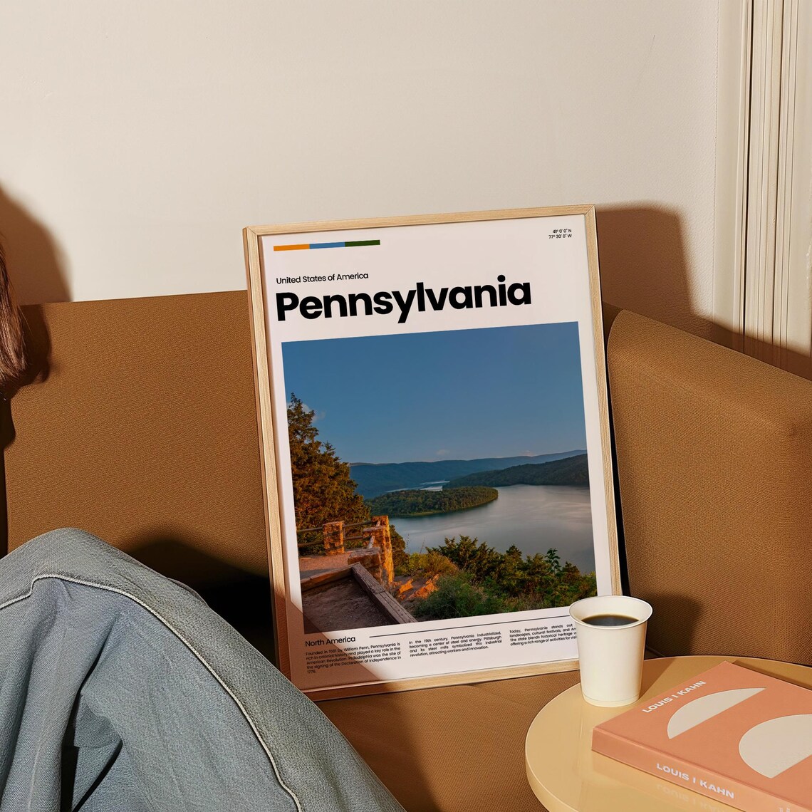 Pennsylvania Stone Overlook River Valley Autumn Scenic Poster - Image 4