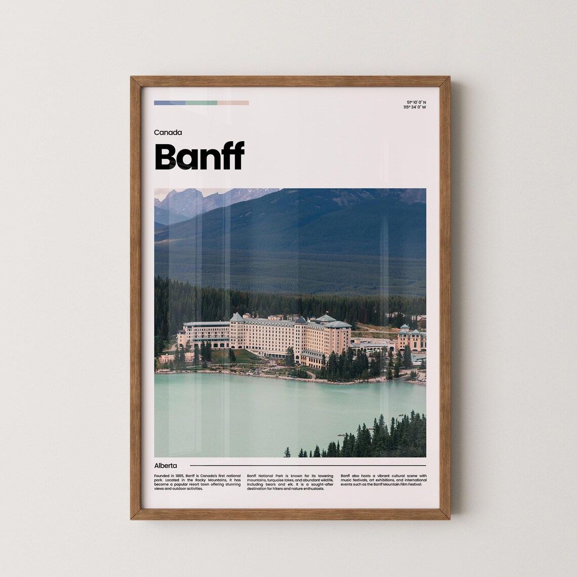 Banff Historic Hotel Turquoise Lake Rocky Mountains Travel Poster