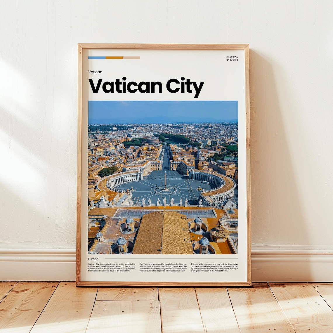 Vatican City Aerial Saint Peters Square Rome Europe Travel Poster