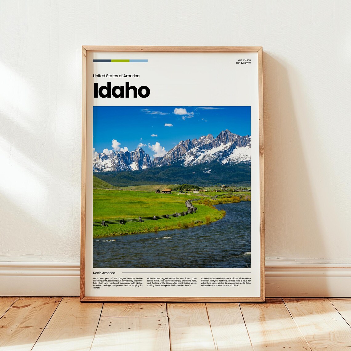 Idaho Sawtooth Mountain Range River Meadow Photo Travel Poster