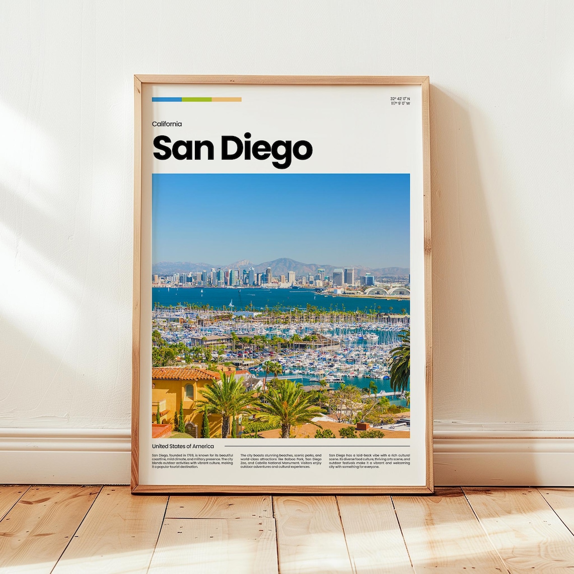 San Diego California Marina Bay Sailboats Harbor Photo Travel Poster