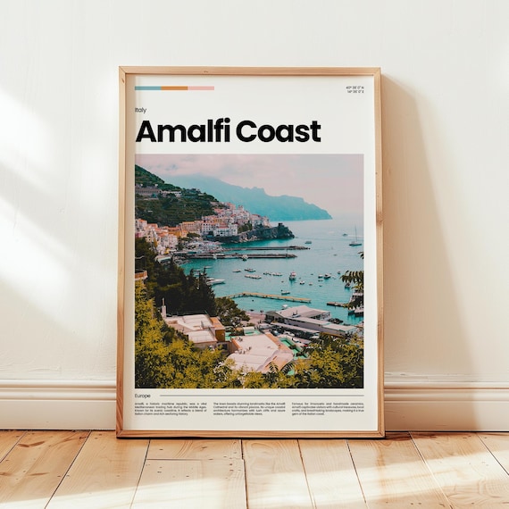 Amalfi Coast Italy Harbor Cliffside Village Seascape Photo Poster