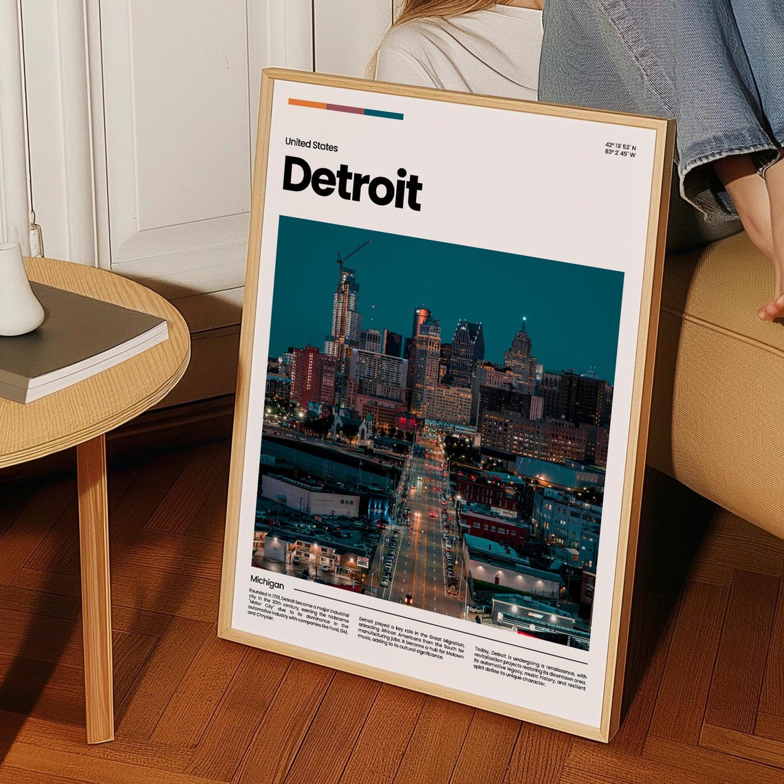 Detroit Travel Poster Detroit Poster Detroit Photo Poster Detroit Art Print Detroit Art Usa Poster Usa Travel Poster Travel Gift - Image 3