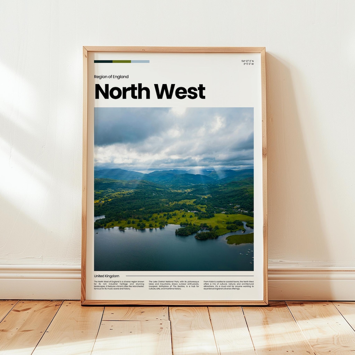 North West England Lake District Aerial Lakes Scenic Travel Poster