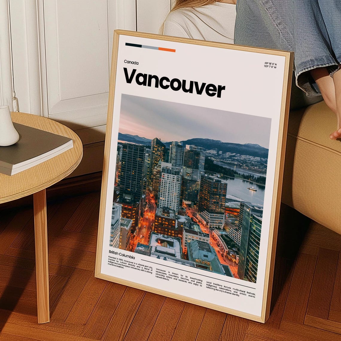 Vancouver Dusk Skyline Harbor North Shore Mountains Travel Poster - Image 3