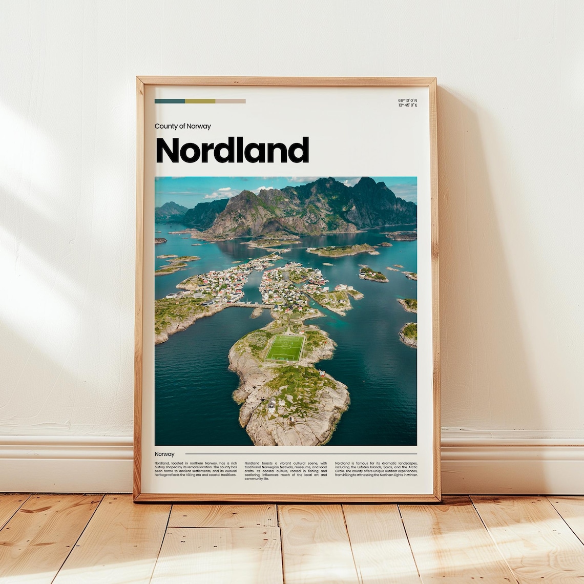 Nordland Norway Fjord Island Village Aerial Photo Travel Poster