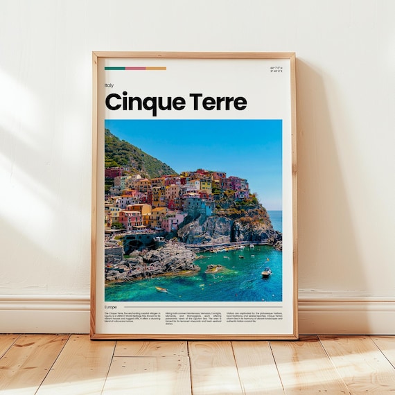 Cinque Terre Italy Colorful Cliffside Village Coastal Photo Poster