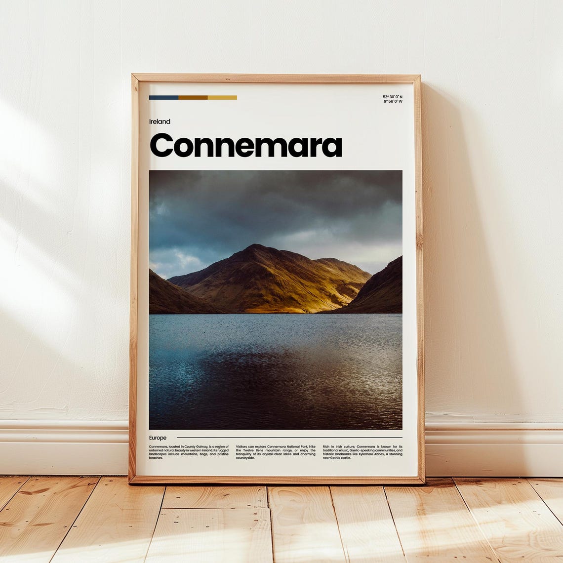 Connemara Ireland Mountain Lake Moody Landscape Travel Poster