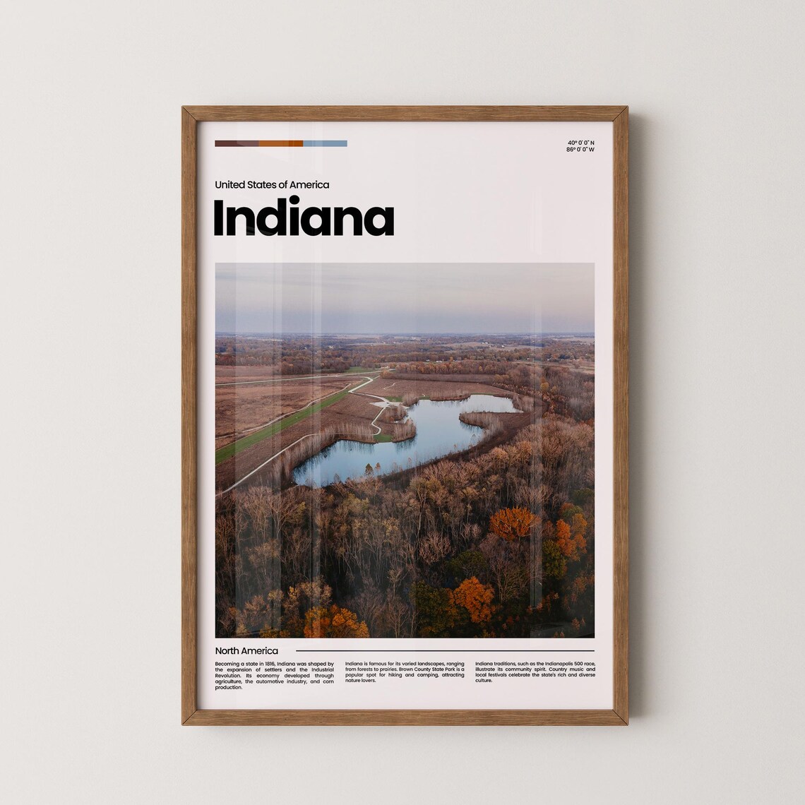 Indiana Autumn Wetlands Aerial Lake Fall Colors Scenic Poster