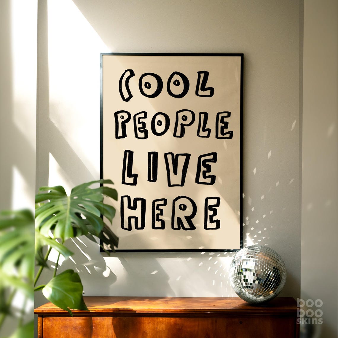 Cool People Live Here Bold Black Hand Lettering Quote Poster