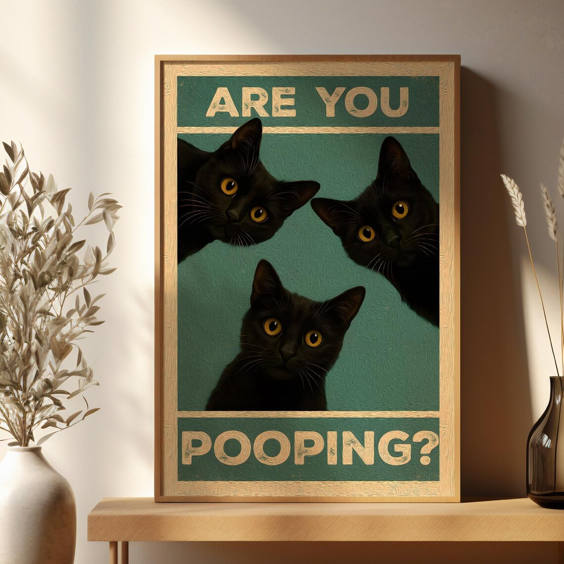Funny Black Cat Bathroom Humor Art Print