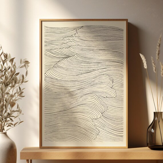 Line Art Abstract Minimal Drawing Poster, Modern Neutral