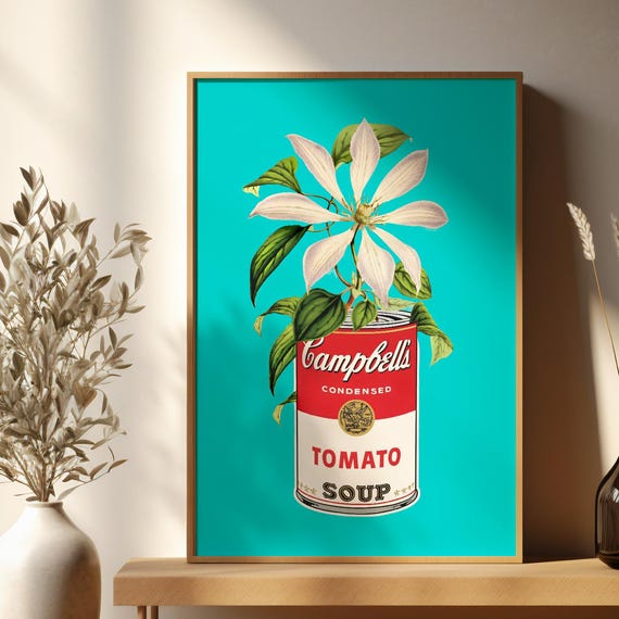 Floral Campbells Wall Art Abstract Tomato Soup Poster Colorful Pop Style Print For Modern Home Decor Kitchen