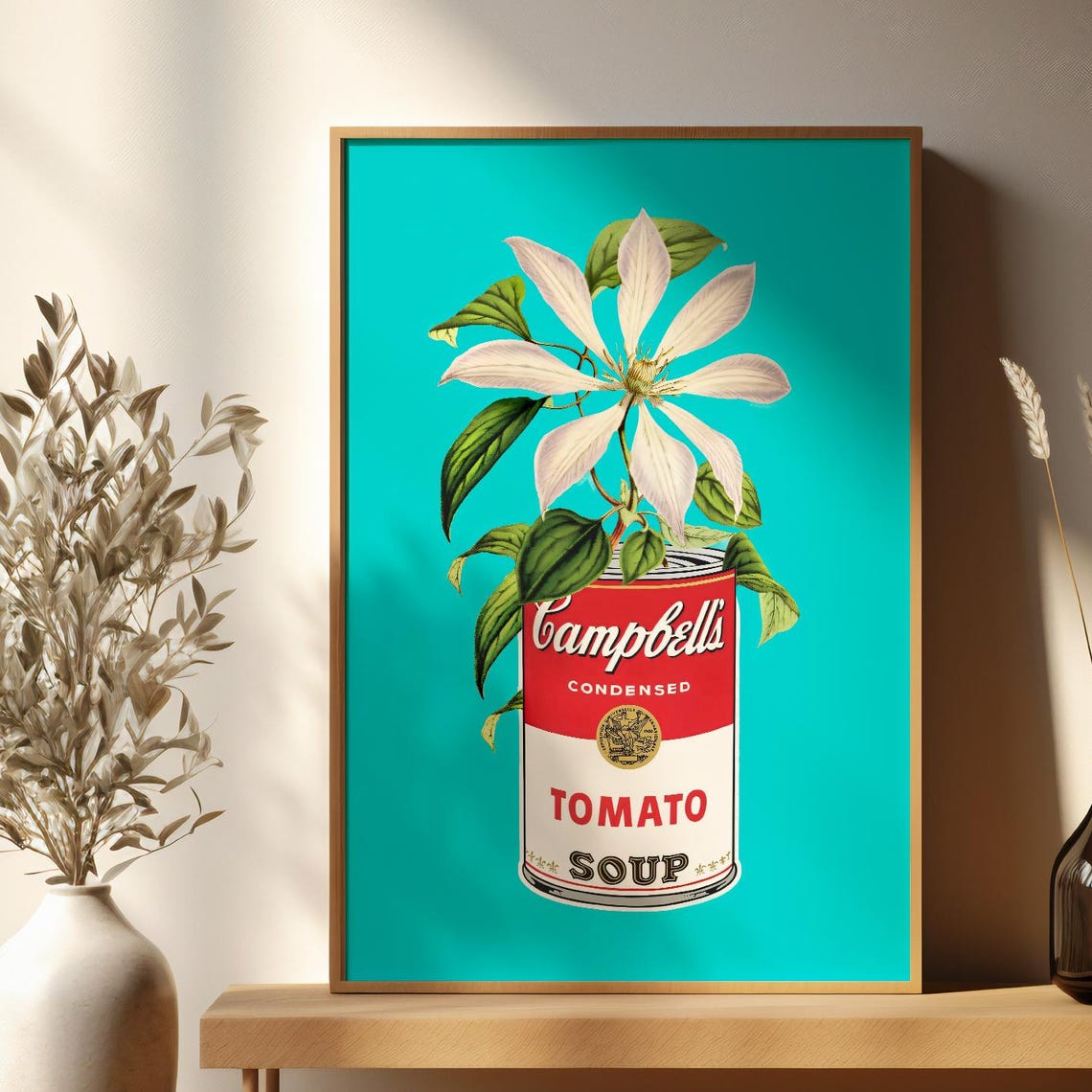 Floral Campbells Wall Art Abstract Tomato Soup Poster Colorful Pop Style Print For Modern Home Decor Kitchen