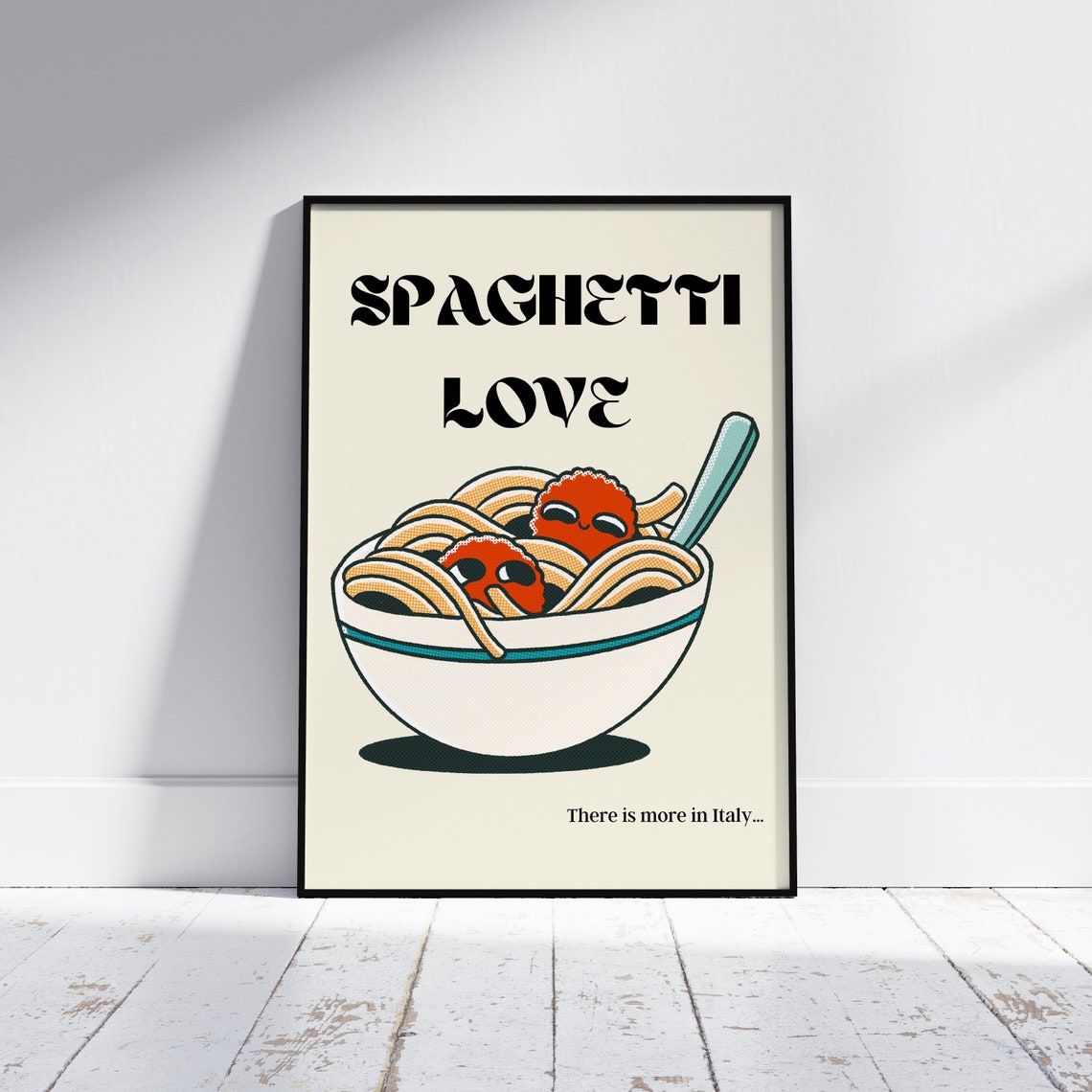 Spaghetti Love Funny Italian Pasta Bowl Kitchen Wall Decor Poster