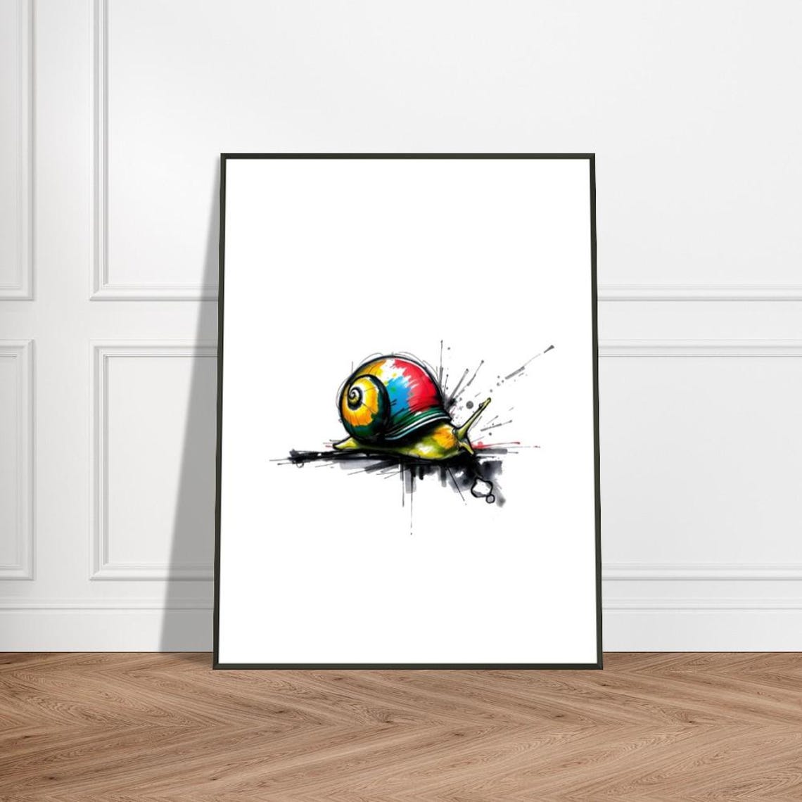 Vivid Colorful Abstract Snail With Ink Splash Details Poster